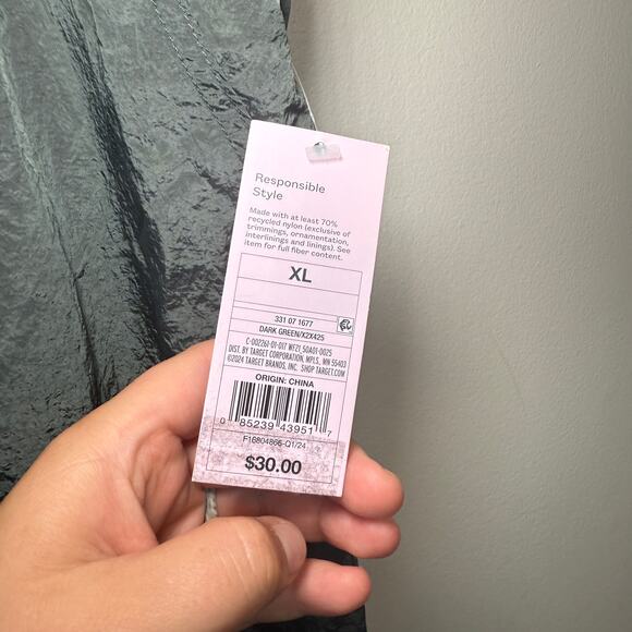 Wild Fable Women's Drawstring Parachute Pants Dark Green Size X-Large - Picture 3 of 10